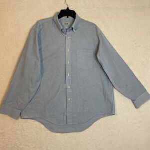 Arrow Dover Mens Light Blue Button Down Shirt 17.5 35 Long Sleeve Casual